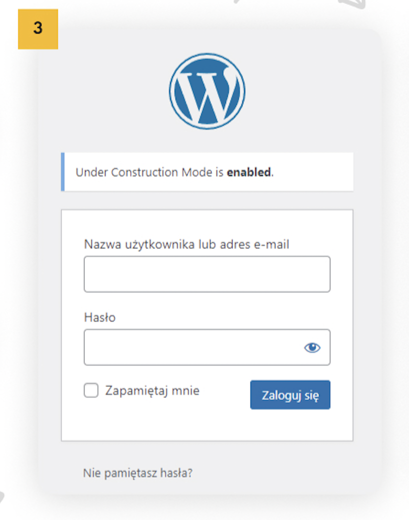 Wordpress logowanie - wpisz swój login i hasło.